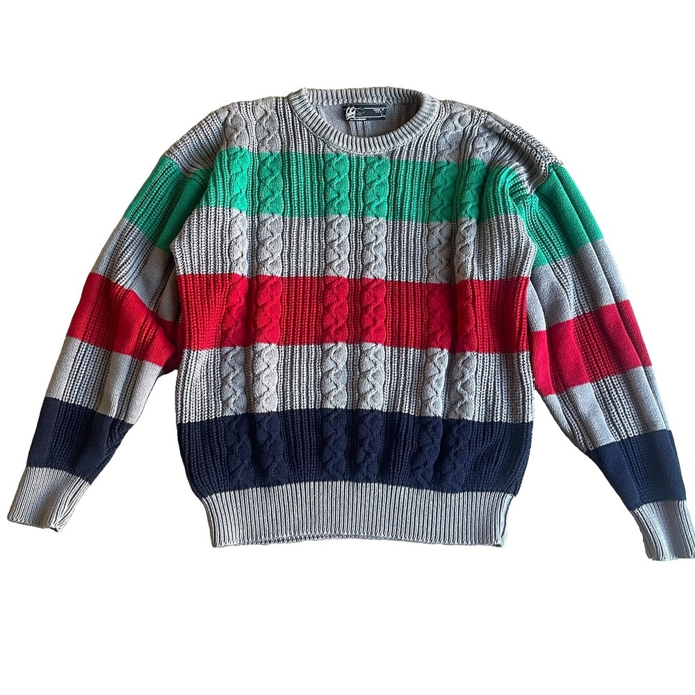 Vintage Lobo By Pendelton Striped Sweater Men's Large 100% Cotton Union Made USA